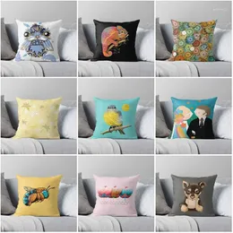 Pillow Morandi Short Plush Cover Sofa Seat Bedside Backrest Pillowcase 45x45cm Covers