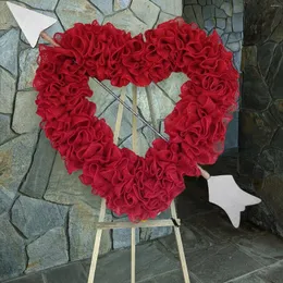 Dekorativa blommor 40 cm Artificial Red Heart Shaped Wreath White Cupid's Arrow Bedroom Home Decoration Pare's Wedding Anniversary Cloth