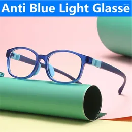 Solglasögon anti blå ljusglas för barn pojkar flickor silikon mjuk ram ögonskydd glasögon barn datorspel glasögon