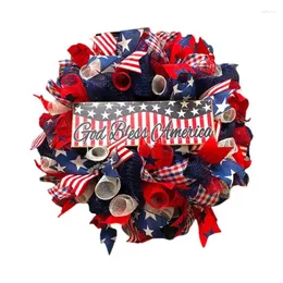 Decorative Flowers 4th Of July Wreaths For Front Door Red White And Blue Wreath Patriotic Americana Handcrafted Memorial Day Festival