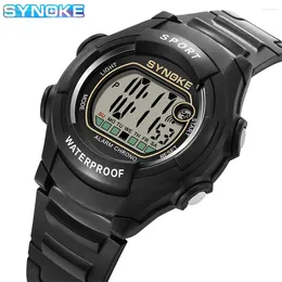 Armbandsur mens vattentät digital sport klockor bred skärm lätt läst display militär stil synoke märke