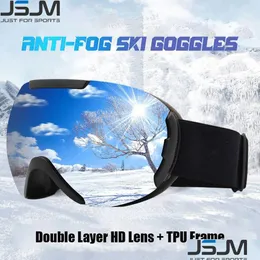 Ski Goggles JSJM ALDT Двойные слои антифог снегоузаивания Слана