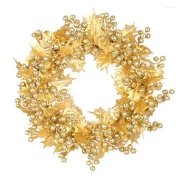 Flores decorativas Silver and Gold Christmas Wreath Wreath 16 polegadas Ornamentos de bola Decores de festa Holida