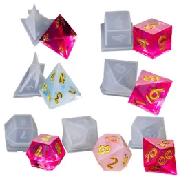 &equipments 7 Pack Resin Dice Molds DIY Crystal Epoxy Mold Triangle Dice Fillet Shape Multispec Digital Game High Mirror dice mold