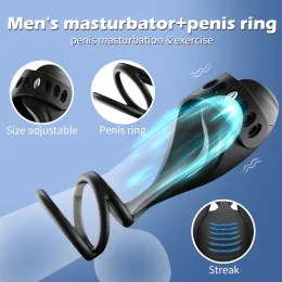for Vibrator Men Glans Massager Delay Trainer Penis Ring Stimulate Male Masturbators Open-Ended Sex Toys for Men Adult Goods