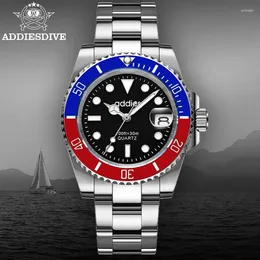 Wristwatches ADDIES Sell Men Quartz Watch Outdoor Sport Mens Watches Top 30M Waterproof Luminous Steel Band Dive Clock