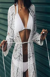 2021 Sexy Robe de Plage Women Bikini Cove Ups Lace Crochet Hollow Out Pareos Para Play Tunics Beach Dress Cartigan Ups X0526069460