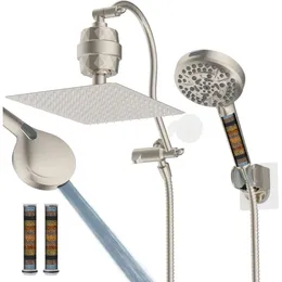 Ultimat duschupplevelse: All10 Dual Filtred Rainfall Shower Head Combo med High Pressure Handheld Shower Head, 12 "Justerbar arm, 20 -stegs duschfilter