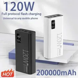 Mobiltelefon -Power -Banken 200000mah Power Bank 120W Super -Fast -Laden 100% ausreichend Kapazität Tragbares Akku -Ladegerät für iPhone Huawei 2443
