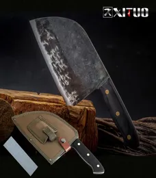 Xituo المصنوعة يدويًا شيف سكين Highcarbon Clad Steel صيني ساطور المطبخ مروحية لحوم التقطيع Nakiri Gyuto أداة CN6323296