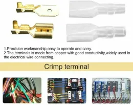 Manlig kvinnlig trådlåda Isolerad kabel Macho -kontakt 2.8/6.3mm Elektriska krimpterminaler Termin Spade Connectors Bilded Kit