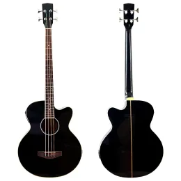 Guitar 4 String Electric Acoustic Bass Guitar High Gloss Spruce Wood Top 43 Inch Basswood Body Electric Folk Bass Guitar med EQ