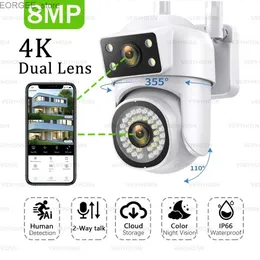 Outras câmeras CCTV 4K 8MP FHD Wi -Fi Inteligente Câmera PTZ Câmera de monitoramento de lente dupla Visão de noite inteira de visão automática