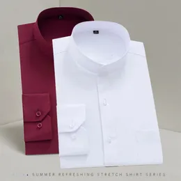 Camicie eleganti da uomo classiche a maniche lunghe standardfit Camicia casual da ufficio da lavoro bianca dal design formale semplice e sociale 240322