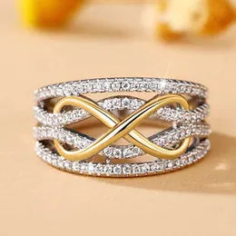 Anelli da sposa 2 pezzi Huitan Fashion Infinite Love Rings for Women Full Bling Iced Out Zirconia Zirconia Anelli di fidanzamento per matrimoni di gioielli di lusso alla moda