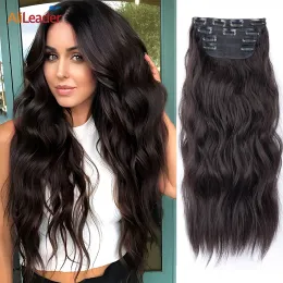 Piece Piece Clip In Hair Synthetic Hair 20Inch Long Wavy Hair Piece Clip In Hair 11Clips 4Pcs/Set Ombre Fake Hairpeces