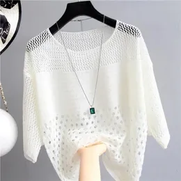 Spring and Summer Ice Silk Knitted Vest Top Hollow Out Thin Bottoming Sling Streetwear Womens Clothing White Shirt 13686 240321