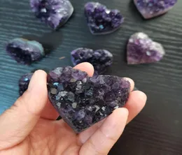 35 cm ametista naturale geode cluster quarzo curativo cristallo intagliato a mano cuore curativo pietre naturali e minerali8644494