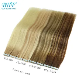 Extensions BHF Tape In Hair Extensions Straight Human Hair Adhesive Invisible Natural Hair Extensions 20 pcs Brazilian Remy Hair Tape Ins
