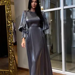 Casual klänningar mode långärmad satin kvinnor abayas slim-fit snörning muslimsk klänning dubai full längd abaya kalkon islam robe vestidos