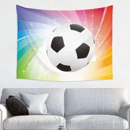 Tapeçarias de futebol fantasia tapeçaria hippie poliéster parede pendurado bolas de futebol decoração da sala de esportes cortina retro