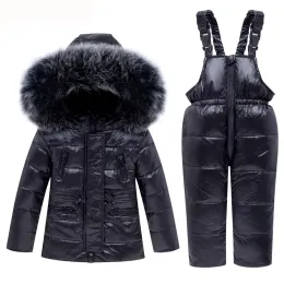 Ternos novos inverno crianças terno de esqui do bebê menino menina conjunto de roupas quente para baixo jaqueta casaco snowsuit crianças roupas macacão de esqui