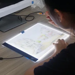 Clipboards A4 Ultrathin Light Box LED EyeProtecting Tracing Light Pad med skalad panelhållare Clamp Stepless Dimness USB -kabel