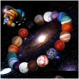 Minchas de pedra natural de miçanga de pulseiras 10mm mulheres fios feitos à mão universo Galaxy Premium Space Planets Sistema solar pulseiras para homens dhl5x