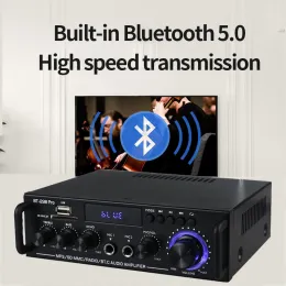 Amplifier Bluetooth Sound Amplifier HiFi Digital Power Amplifier for Home Theater BT 298Pro Channel 2.0 MAX 800W Support FM Radio 2Mic Amp