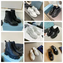 2024 Nowy designerski polerowane skórzane buty motocyklowe Chelsea kostki pełna skórzana platforma elastyczności Kobiety czarne płaskie buty na zewnątrz