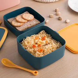 Dinnerware Portable 2 Layer Healthy Lunch Box Container Microwave Oven Bento Boxes With Cutlery Lunchbox High Quality