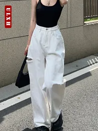 UETEEY White High Waisted Jeans Wide Leg Baggy Pants Streetwear Trousers Y2k Fashion Boyfriend Loose Denim Straight 240403