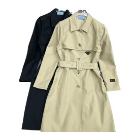 Pa ra da original richtiger Designer Trench Coat Khaki Schwarze Single-Breasted Damen mit mittlerer Länge Triangle Top Damen Jacke für Frauen Jacke Gürtel