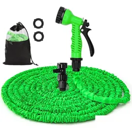 Watering Equipments Reels Garden Hose High Pressure Water Gun Expandable Flexible Car Wash Sprayer Irrigation Tools 25Ft75Ft Drop Deli Ot0An