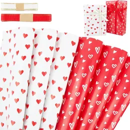 Decorazione per feste Love Heart Wapping Paper Sheets Set di 6 anni di matrimonio di San Valentino Regalo per 70 cm x 50 cm