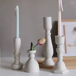 Vase Nordic Plaine Ceramics Vase Candle Holder Ornamentsリビングルームベッドルームホームステイフラワーアレンジメント装飾乾燥