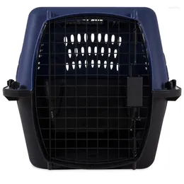 Transportadores de gatos Pet Kennel Carga superior Carga de 2 portas de 24 "Portador de viagem de plástico para animais de estimação de até 20 lbs azul