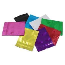 Mylar Foil Zipper Packaging Bags Tear Notch Aluminum Foil Self Seal Zip Food Snacks Storage Pouches Heat Seal Sample Bags 4 Sizes LL