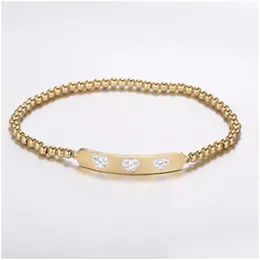 Bracelets de charme Pulseira de bracelete de cristal de coração banhado a ouro para mulheres aço inoxidável Elastic Rope Party Gift Friend 2024 Drop Delivery J Dhjfj