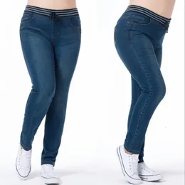 Kadın moda kotu elastik bel kadın yüksek klasik pantolon denim pantolon trend vaqueros mujer jean femme 3xl 5xl 240403