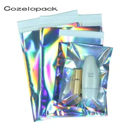 Envelopes 50pcs a laser self selfing envelopes plásticos de envio de sacos de armazenamento de armazenamento jóias holográficas de jóias poli adesivo de courier sacos de embalagem