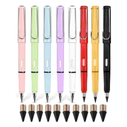 Kalemler 8pcs Mürekkepsiz Kalemler Ebedi Değiştirilebilir Kafa Taşınabilir Taşınabilir Sonsuz Kalem Yeniden Kullanılabilir Silinebilir Mürekkepsiz Kalem Silgi ile