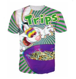 Yaz tarzı erkekler moda kısa kollu trippy canlı trix tavşan psychedelic komik tshirts 3D baskı gündelik tişörtler qr06062402