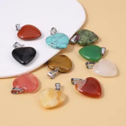 5pcs Natural Semi-Precious Stone Pendant Cross Heart Love Rose Quarz Kristallreihe für die Herstellung von DIY Halskette Ohrringe Schmuck