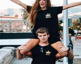 Valentine039s 선물 Funny Couple T Shirts King and Queen Love Tees Tops Tops 의상 Poleras de Mujer Moda를위한 23408428