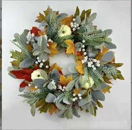 Decorative Flowers Small Lit Wreath Halloween Autumn White Pumpkin Festival Artificial Thanksgiving Window Suction Cups