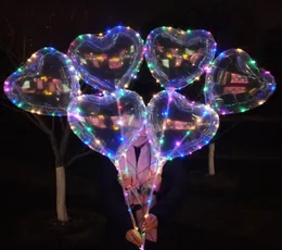 LED LED HEART STAR شكل بالون البالونات بوبو مضيئة مع 3M String Lights 70 سم القطب ليلة الضوء البالون لحفل الزفاف DEC9464889