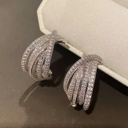 Designer Womens örhängen stor cirkel Stud Sier Needle Ear Ring Zirconia Diamond Lady Pearl Earring Elegant Fashion Girl Letter C Form Earing Presents