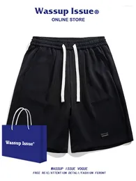 Men's Pants WASSUP ISSUE Summer Ice Silk Western American Simple Solid Color Shorts Loose Straight Leg Casual Versatile