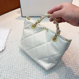 Fashion Classic Mini Designer Leather White Tote Crossbody Diamond Handbag Double Gold Quality Chain Bag Bag Shoulder Clutch High Lette Ansn